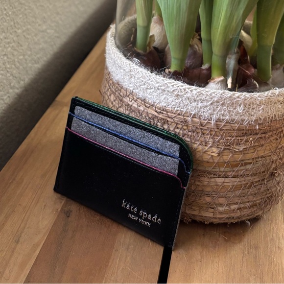 ♠️KATE SPADE nwt New York Devin Black multicolor card holder saffiano leather - Picture 2 of 12